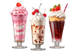 Milkshakes ransparent isolated on white background cutout. PNG file ,artwork graphic design ,Generative AI