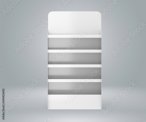 Konstfotografi Product display gondola shelf isolated on white background 3d illustration
