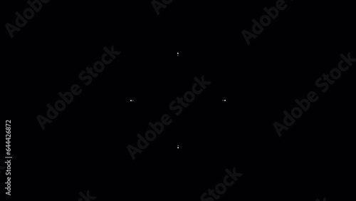 Square radar display with target in sight in center on a transparent background. Looped.