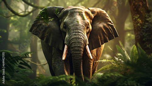 Elephant in jungle forest. Animal in the jungle. Wildlife scene. © Andsx
