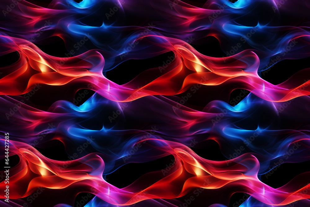 Abstract Pink and Blue Smoke Wave on Black Background. Seamless Repeatable Pattern Abstract Pink and Blue Smoke Wave on Black Background. Seamless Repeatable Pattern