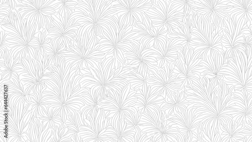 Simple Flowery Handrawn Line Pattern Vector Texture Background