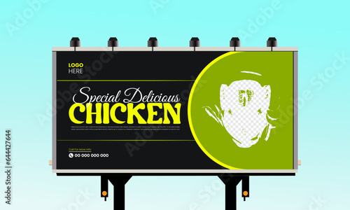 Fast food restaurant menu social media marketing web banner template design. Pizza, burger & healthy food business online promotion flyer with abstract background, logo & icon.
