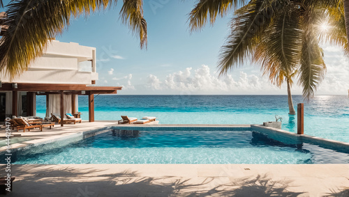 Beautiful house with swimming pool  palm trees