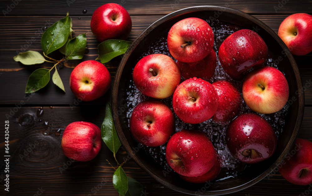 Crisp and Fresh: Overhead Capture of Apples with Water Beads on Wood Crisp and Fresh: Overhead Capture of Apples with Water Beads on Wood