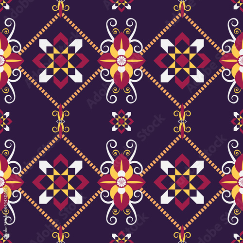 Geometric ethnic pattern seamless flower color. seamless pattern. Design for fabric,curtain,background,carpet,wallpaper,clothing,wrapping,Batik,mandalas,fabric,Vector illustration. pattern style.