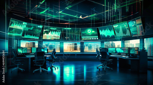 Trading floor with screens updating in real-time