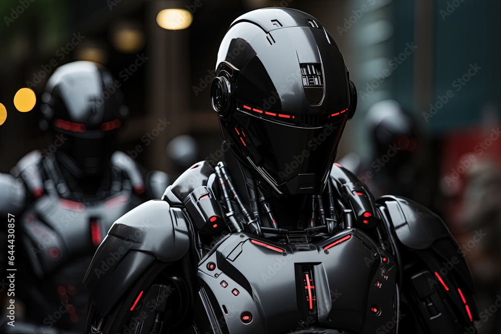 Portrait of futuristic robot policeman. Generative Ai Portrait of futuristic robot policeman. Generative Ai