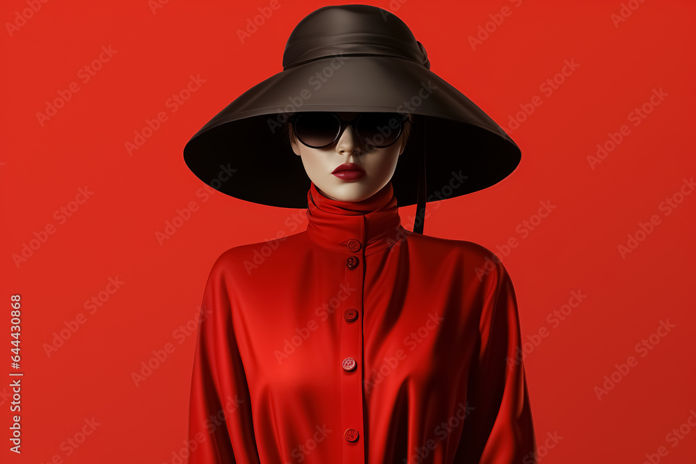 fashion woman model with black hat. Generative Ai fashion woman model with black hat. Generative Ai