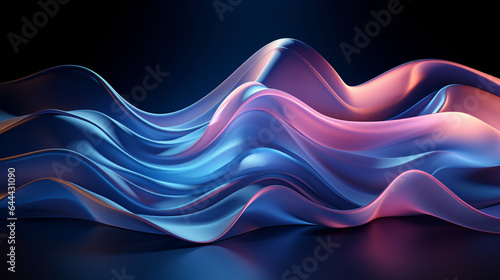 Wavy blue pattern. Abstract background with light reflection. AI generative