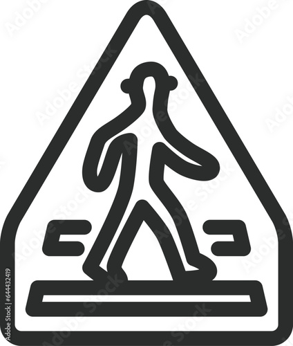 シンプルな標識の線画単品イラスト　横断歩道
