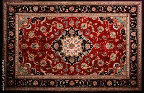 Rug in red and black oriental style.