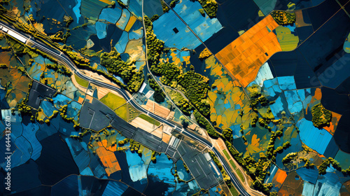 Satellite imagery captures vast farmlands, painting an agricultural tapestry from above.
