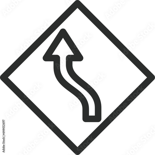 シンプルな標識の線画単品イラスト　左方背向屈曲あり