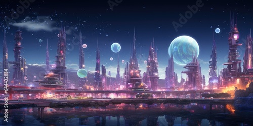 Futuristic City Crafted from Gemstones - Futuristic Metropolis Carved from Sparkling Gemstones - Where Crystal Brilliance Shapes Skyline of an Advanced Tomorrow created with Generative AI Technology © City Architecture