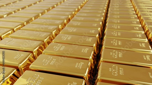 stack of gold bars ingot, showing wealth and richness