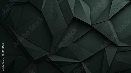 Elegant modern dark green abstract, geometric shapes, lines, stripes at different angles, gradient color background. 3d effect. Futuristic. Web banner. Wide. Panoramic design. Generative AI