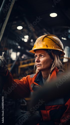 Portrait of tough looking senior woman worker in factory