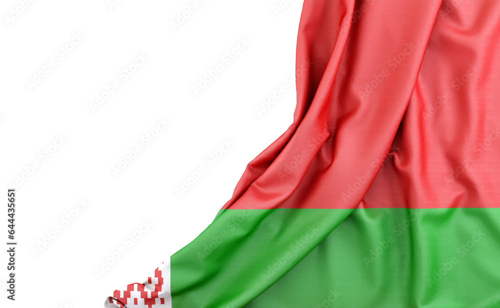 Flag of Belarus with empty space on the left. Isolated. 3D Rendering