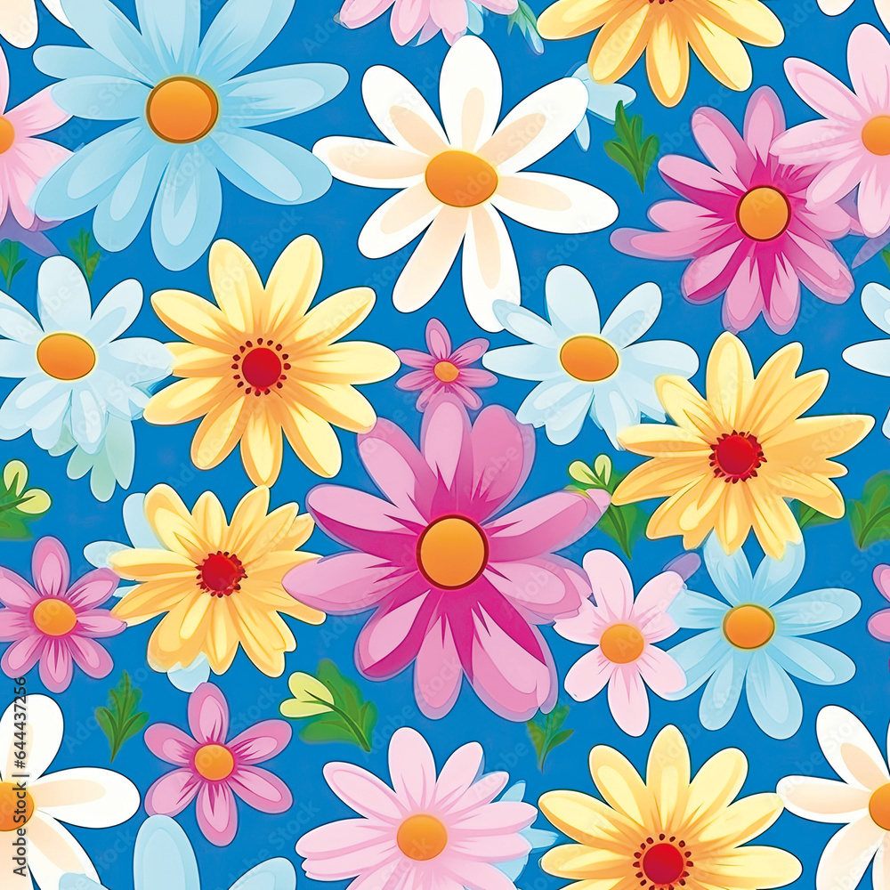 3D Flower Seamless Pattern