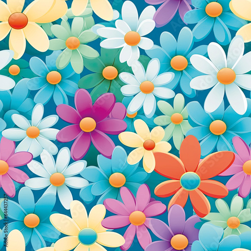 3D Flower Seamless Pattern