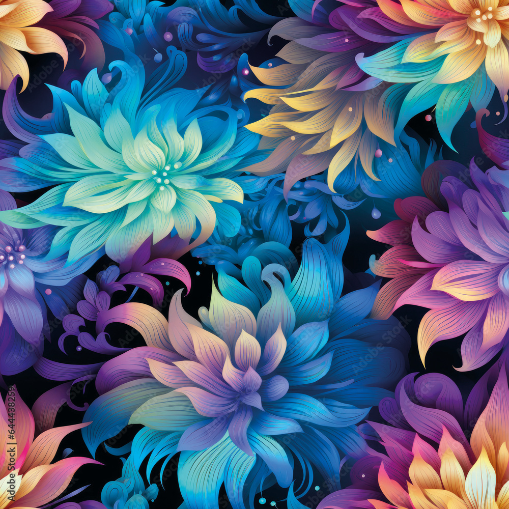 3D Flower Seamless Pattern