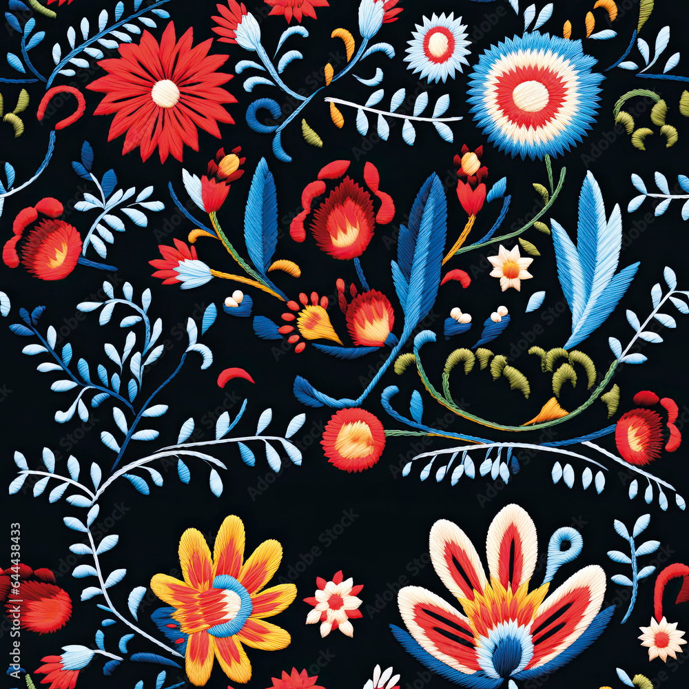 Naklejka premium 3D Flower Seamless Pattern