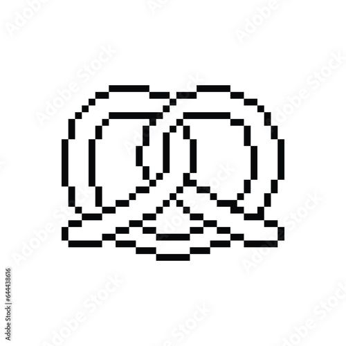 pixel pretzel icon.  Vector pixel art pretzel  8 bit game logo for company 
