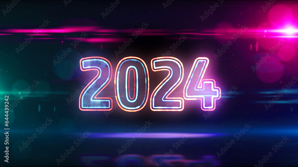 2024 year abstract concept 3d illustration