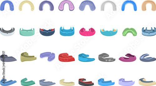 Mouth Guard icons set cartoon vector. Tool equipment. Protector mma