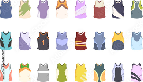 Singlet icons set cartoon vector. Sport top. Short wear