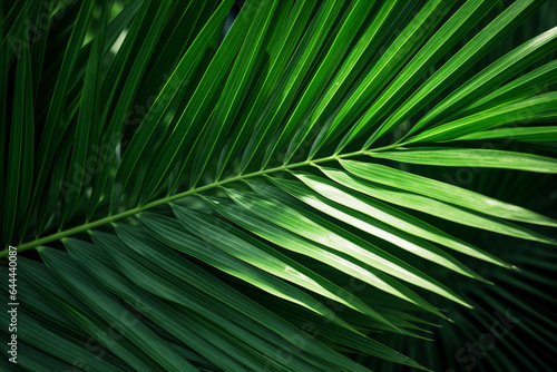 fresh green palm leaves tropical background. © World of AI