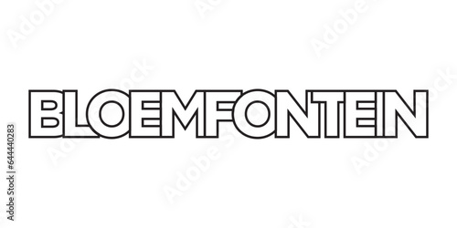 Bloemfontein in the South Africa emblem. The design features a geometric style, vector illustration with bold typography in a modern font. The graphic slogan lettering.