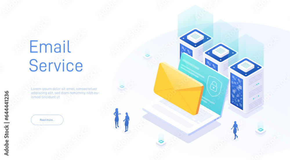 Email service concept. Electronic mail message as business marketing. Newsletter sending mobile service layout or webmail. Web banner template. Email isometric vector illustration. Email service concept. Electronic mail message as business marketing. Newsletter sending mobile service layout or webmail. Web banner template. Email isometric vector illustration.