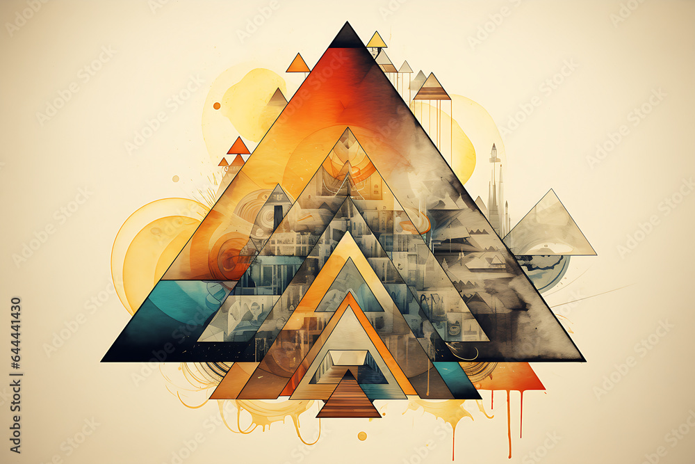 Abstract Egypt pyramid illustration art background - obrazy, fototapety, plakaty 