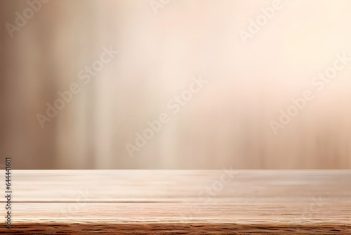 Wooden surface with beautiful texture on a beige blurred background. Generative AI