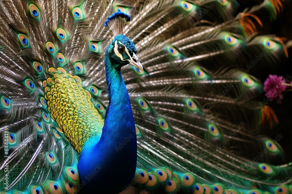 Obraz premium Peacocks elegant courtship, a display of colorful tail and smooth moves
