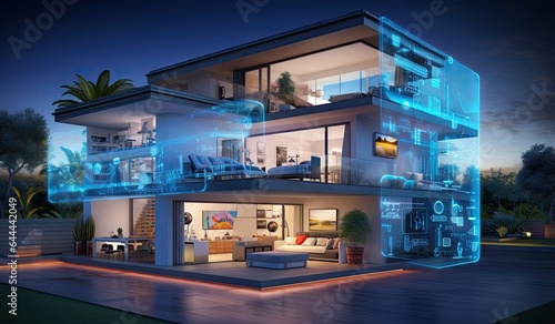 Futuristic smart home exterior created with AI