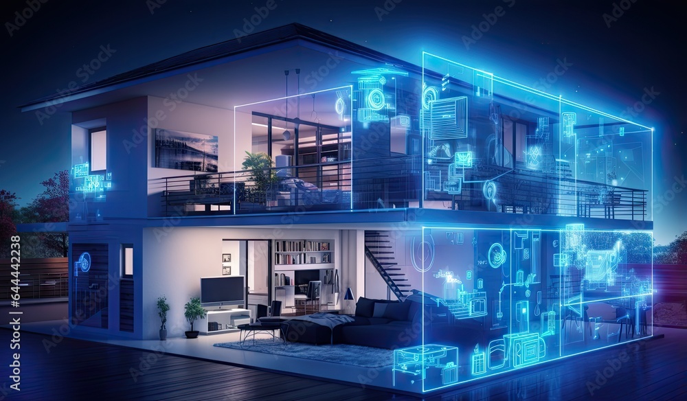 Fototapeta premium Futuristic smart home exterior created with AI