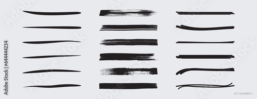 Various black vector marker and brush strokes