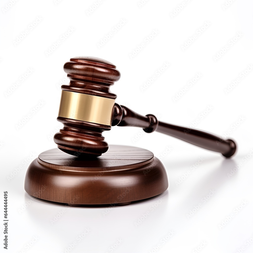 Plain judge's gavel on white background, AI generative Plain judge's gavel on white background, AI generative