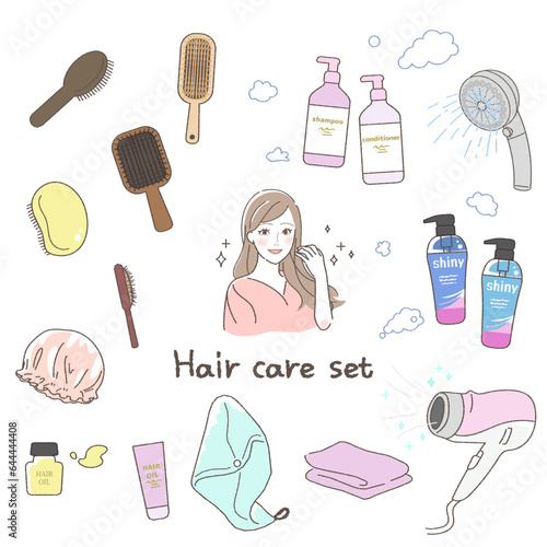 ヘアケアのイラストセット