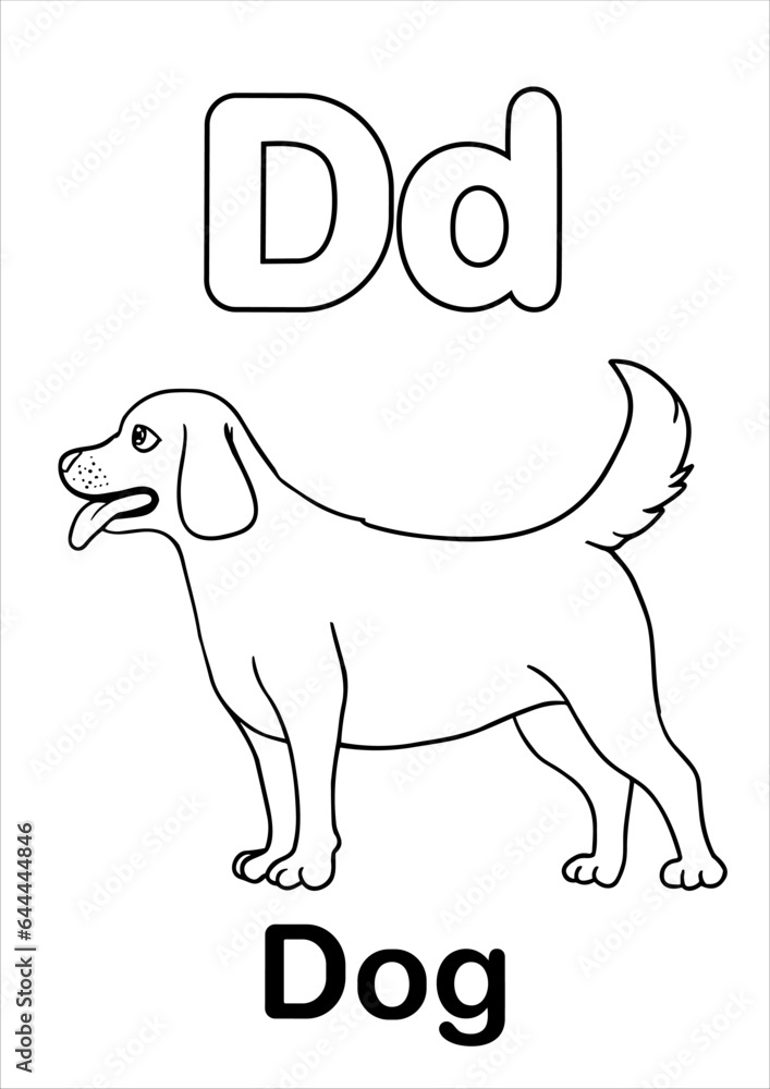 Fototapeta premium ABC Animal Alphabet Coloring Pages for educational activity, identify animals and read the words on each page