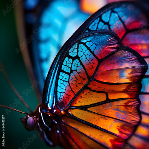 Macro shot of butterfly's delicate wings, vibrant colors and intricate patterns of a butterfly, close up of a butterfly