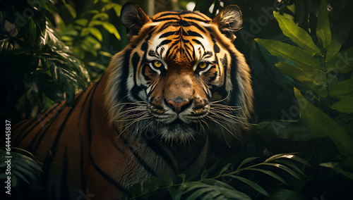 Portrait of a tiger in the jungle. Close up of a tiger.