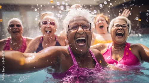 Group of senior women enjoying themselves in a swimming pool © Milena