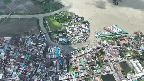 Aerial view of Barisal city, Barisal, Bangladesh. photo