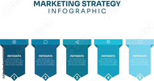 5 step marketing strategy infographic design vector