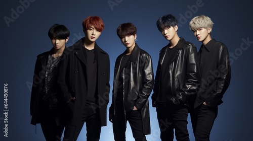 korean k-pop boys band posing in the studio