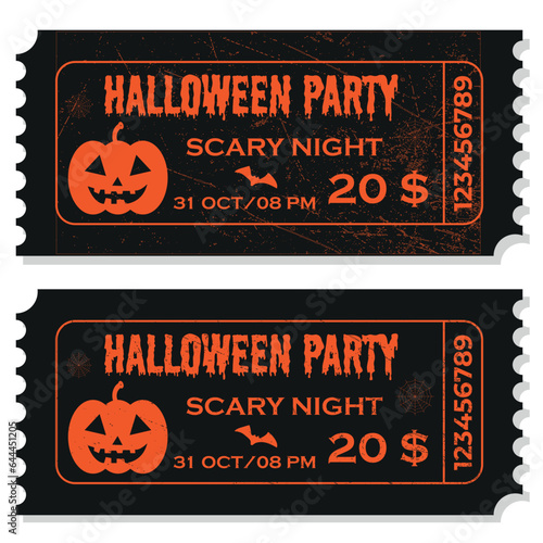 
Set of vintage, grunge paper invitations, halloween party tickets.Vector